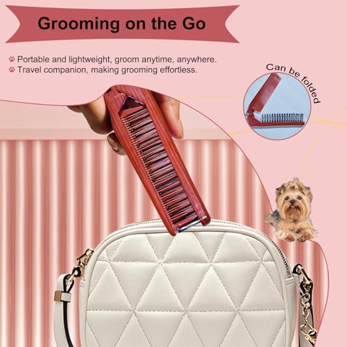 Folding Small Dog Grooming Brush (Red) - Image 6