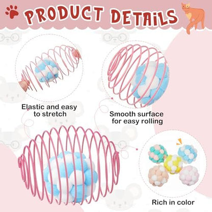 Jecery 5 Pcs Cat Toys Spring,Plush Ball,Multicolor - Image 3