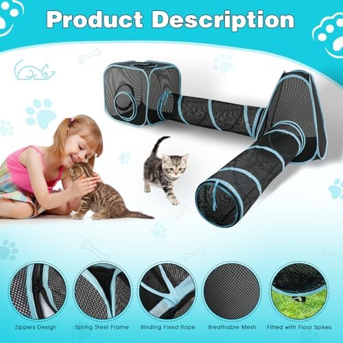 Outdoor Cat Enclosure, 4-in-1 Cat Tent Tunnel Playpen Set - Image 4
