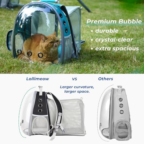 Lollimeow Cat Carrier Backpack, Expandable Bubble Pet Carrier for Cats and Small Dogs, Airline Approved Travel Backpack for Hiking, Walking & Outdoor Adventures - Supports up to 14 lbs - Image 3