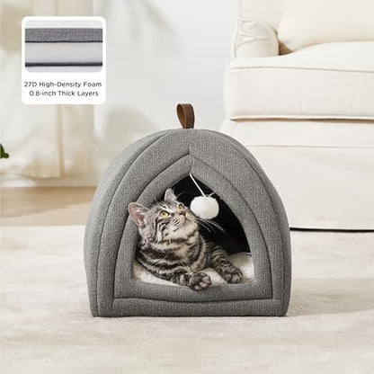 Bedsure 2in1 Cat Beds for Indoor Cats Cave for Kitten with Washable Pillow - Image 2