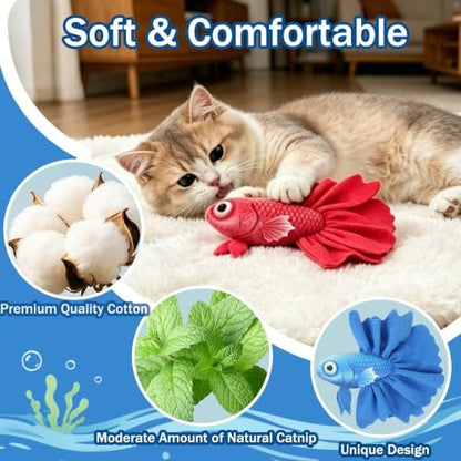Catnip Cat Toys, 2-Pack Catnip Toys for Cats, Soft and Durable with Catnip, Interactive Kitten Toys for Indoor Cats, Fish Shape（ Yellow & Yellow） - Image 3