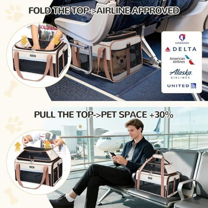 Lekereise Top-Expandable Pet Carrier 17x11x9.5 Inch Alaska Hawaiian Airline Approved Soft Sided Underseat to 12lbs Travel Carriers for Small Dogs and Cats with Locking Safety Zippers Anti-Scratch Mesh - Image 5