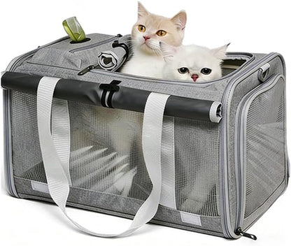 Pet Carrier Bag for Cats & Small Dogs, Airline Approved Travel Cat Carrier with Mesh Windows, Shoulder Strap & Removable Mat, Foldable Design for Home & Outdoor Trips by NZPHDE