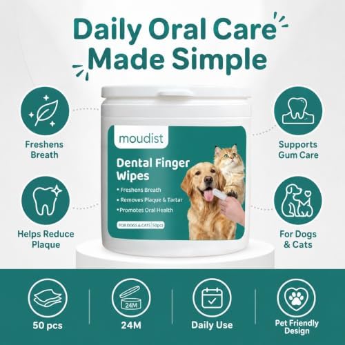 Dental Finger Wipes for Dogs & Cats, 50 Count, Pet Teeth Cleaning Wipes, Helps Remove Plaque & Tartar, Freshens Breath, Daily Oral Care, No-Rinse Tooth Cleaning - Image 4
