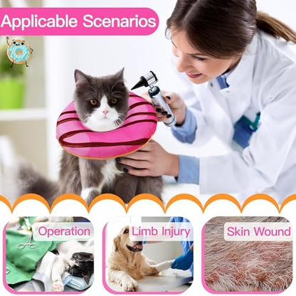 Cat Cone Collar Soft, Cute Cat Donut Collar After Surgery, Adjustable Kitten Recovery Cones to Stop Licking, Lightweight Neck Elizabethan Collars for Cats Kittens (Chocolate Pink, Medium) - Image 3