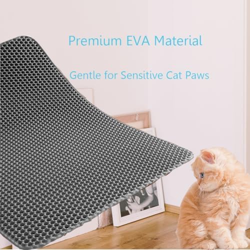 Honeycomb Large-Pore Cat Litter Mat, 24"x18", Gray - Image 6