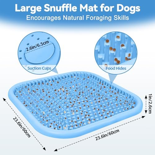 Snuffle Mat for Dogs 23.6" x 23.6" Silicone Large Slow Feeder Mat, Blue - Image 2