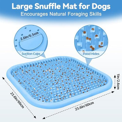 Snuffle Mat for Dogs 23.6" x 23.6" Silicone Large Slow Feeder Mat, Blue - Image 2