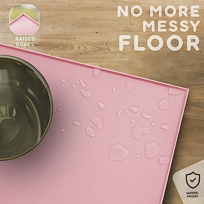 Dog Food Mat - Raised Edges Dogs Mat for Food and Water Prevent Spill, Waterproof Cat Food Mats Protect Floors, Easy Clean Dog Bowl Mats for Food and Water, Silicone Pet Food Tray - Image 5