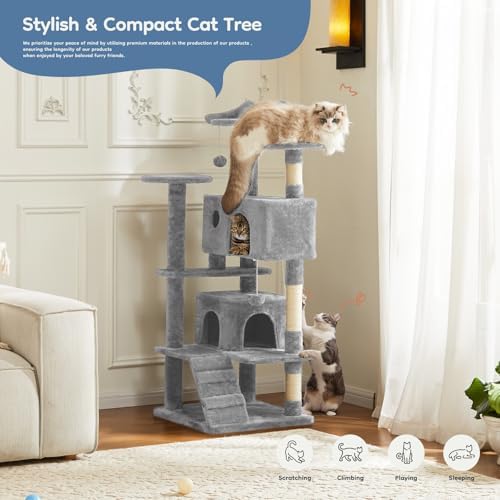 DUMOS 54 Inch Cat Tree Tower with Scratching Posts - Image 3