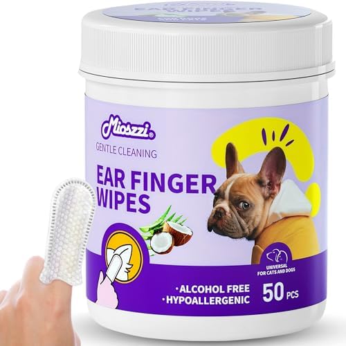 MIOSSZI Dog Ear Cleaner Finger Wipes for Dogs & Cats – Removes Wax & Odor, Helps Soothe Itchy Ears, Pet Ear Cleaning Finger Wipes 50 Count by Mioszzi