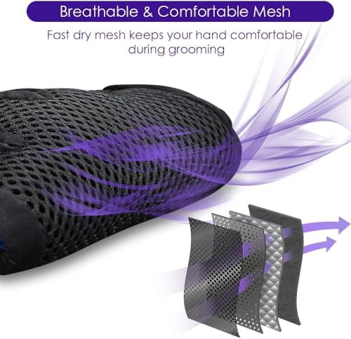 Pet Hair Removal Glove with 255 Silicone Tips for Dogs & Cats, Right Purple - Image 6