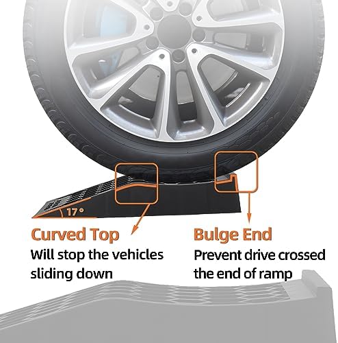 OULEME 2.44" Lift Low Profile Car Service Tire Ramps, 17"x9.5"x3.1", 2PK - Image 5