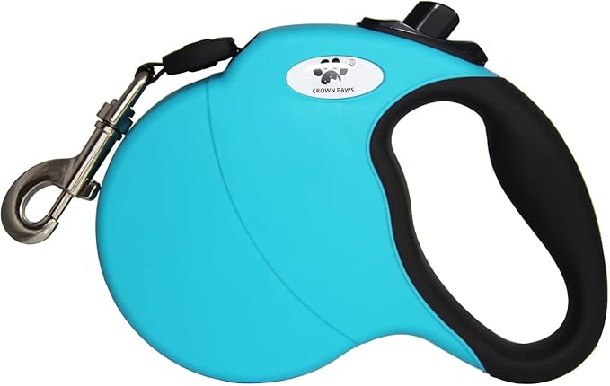 16 ft Retractable Dog Leash for Large Dogs up to 110 lbs,Tangle-Free Nylon Tape,Blue Dan L