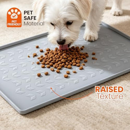 Waterproof Silicone Pet Feeding Mat, Dog Cat Food Water Bowl, Raised Edge - Image 4