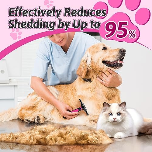 MIU COLOR Long Hair Pet Grooming Brush for Medium & Large Dogs & Cats,Pink - Image 3