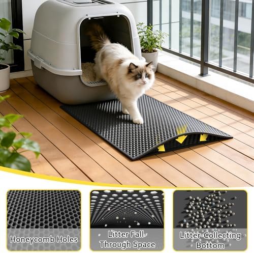 Cat Litter Mat, 15"X24", Waterproof, Easy to Clean (Black-1Pack) - Image 2