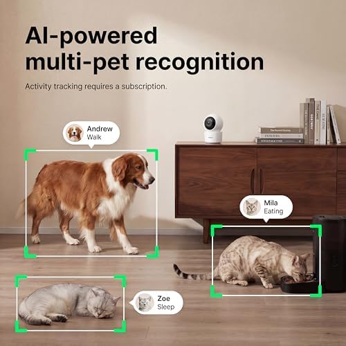 AI Pet Camera Indoor, Multi-Pet Recognition for Up to 6 Pets, 2K 3MP Dog & Cat Camera with 360° Auto Tracking, AI Daily Summaries, Night Vision, 2-Way Audio, 2.4/5GHz WiFi - Image 2