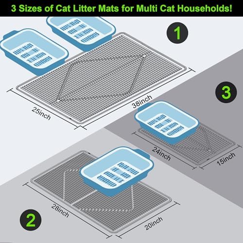 Mofason Cat Litter Mat Litter Trapping Mat XXL Grey Silicone Litter Box Mat - Image 3