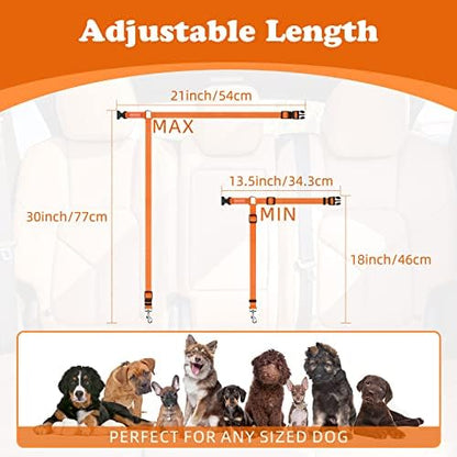 BWOGUE 2 Pack Dog Seat Belt for Car, Headrest Restraint Strap, Orange - Image 4