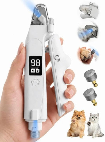 Dog Nail Clippers with Light, 2-in-1 Nail Clipper & Grinder Trimmer for Large Medium Small Dogs Cats, USB Rechargeable, Dual LED Quick Sensor & Safety Guard Portable Home Pet Grooming Tool, 7.09 inch by Unknown