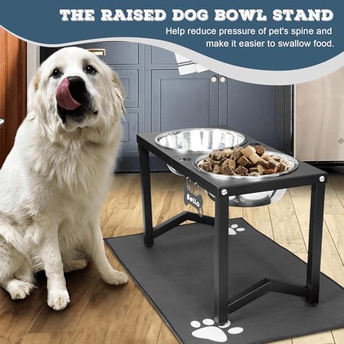 Elevated Dog Bowls, Metal Raised Dog Bowl Stand with 2 Thick 111oz Capacity Stainless Steel Food Bowls & Non-Slip Mat - 14" Tall for Large/Extra Large Breeds - Image 6