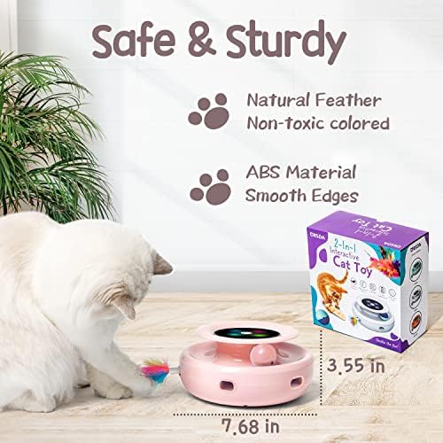 ORSDA Cat Toys 2-in-1 Interactive Cat Toys for Indoor Cats, Automatic Cat Toy Balls, Ambush Feather Kitten Toys with 6pcs Attachments, Dual Power Supplies, Auto On/Off (Upgraded Version) - Image 3