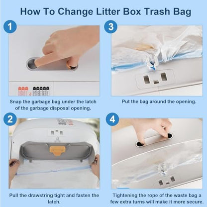 17.7"Opening x 18"L Cat Litter Bags For Automatic Litter Box Bags, Liners bag Replacement Self-Cleaning cat Litter Box Bags, 2 Rolls Drawstring Trash Waste Bag For Kitty Liners, Extra Thick（40 Count) - Image 6