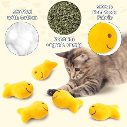 L1rabe Goldfish Cracker Catnip Stuffed Toys for Cats, 5 Pcs Funny Pet Chew - Image 3