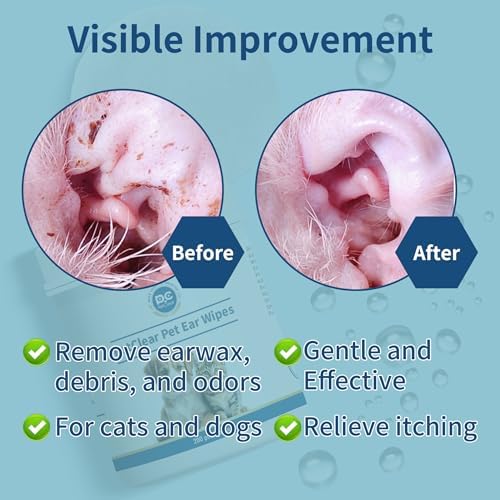 Dog Ear Wipes, 200 Pcs, Remove Earwax, Secretions, Dirt, Debris, Odors, Relieve Ear Itching, Shaking, Scratching, Contains Soothing Aloe Vera, Non Irritating, Suitable For Cats And Dogs (2 Count) - Image 3