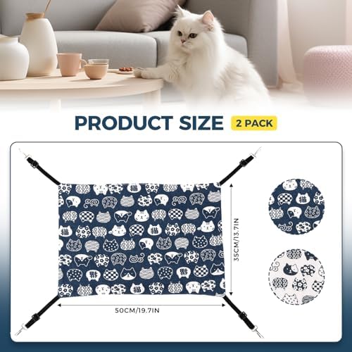 Admaison Cat Hammock for Cage Hanging Reversible 2Pack,Pet Hammock Bed Adjustable,Soft Sleeping Hammock for Cats,Ferret,Puppy,Rabbits,Small Animals (M, CAT) - Image 4