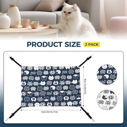Admaison Cat Hammock for Cage Hanging Reversible 2Pack,Pet Hammock Bed Adjustable,Soft Sleeping Hammock for Cats,Ferret,Puppy,Rabbits,Small Animals (M, CAT) - Image 4