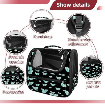 Butterfly on Black Background Pet Travel Carrier | Ventilated Comfortable Design with Safety Features | Ideal for Small to Medium Sized Pets Cats, Dogs etc - Image 3