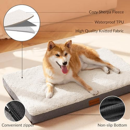 Patas Lague Orthopedic Large Dog Bed Washable Pet Sofa Mat 48''X30'' Ivory - Image 3
