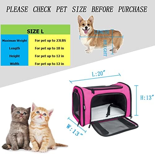 Soft Sided Carrier for Small Medium Cats Dogs,Removable Pad Collapsible Travel Pet Carrier Large Magenta - Image 4