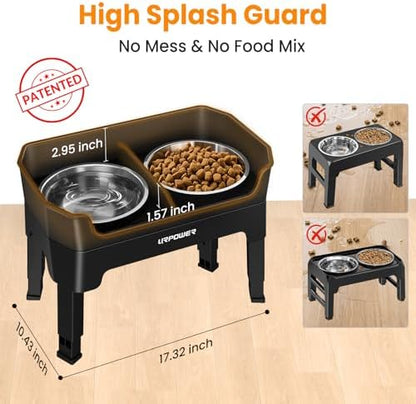 URPOWER Elevated Dog Bowls, 3-in-1 Double Deck Raised Dog Bowl Stand - Image 2