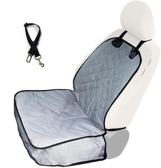 Front Pet Seat Cover Protector for Dogs Cats Car Nonslip Scratchproof Waterproof Washable Pets Front Seats Covers for Cars Trucks SUVs Vans (Grey)