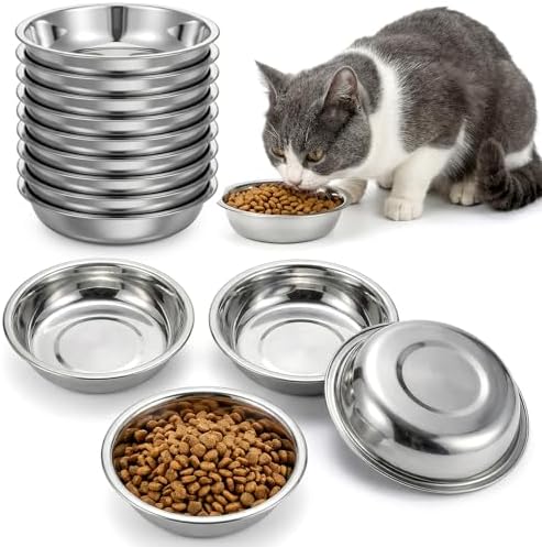 24 Pcs Stainless Steel Cat Bowls, Shallow Wide Dog Plates for Food - 5.5 Inch Metal Pet Dishes Whisker Fatigue Relief Replacement for Small Animals (Silver) - Image 7