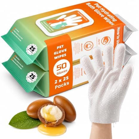 Pet Glove Wipes for Dogs, Quick Bathing & Grooming, Unscented 50ct by Unknown