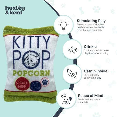 Huxley & Kent Plush Cat Toy - Interactive Catnip Toy for Cats & Kittens - Soft with Crinkle & Catnip - Fun Indoor Play - Kitty Pop - Image 4