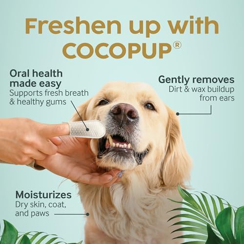 Cocopup Dog & Cat Dental Wipes, Coconut Oil Finger Toothbrush Cleaner - Image 2