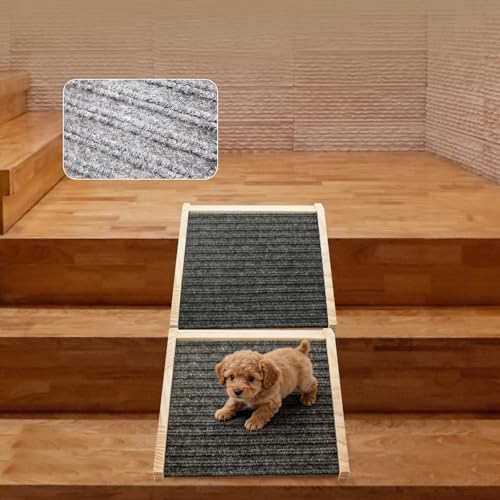 2 Pack Dog Ramp for Stairs, Anti-Slip Pet Steps for Small Dogs, Wooden Low-Angled Pet Ramps with Carpet Surface, Steps and Stairs Assist for Injured & Aged Pets - Image 4