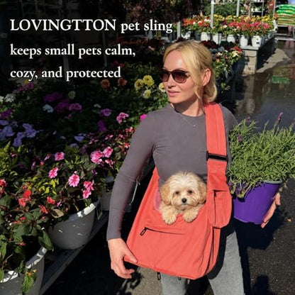 Dog Sling Carrier for Small Dogs and Cats up to 9 lbs, Adjustable Dog Carrier Sling for Puppies, Hands-Free Pet Sling, Breathable Cat Sling Carrier, Machine Washable (Sunset Pink) - Image 6