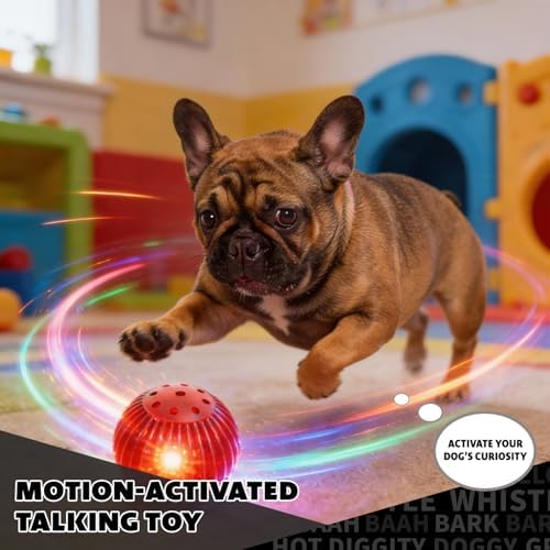 Pet Qwerks Blinky Babble Ball - Flashing Interactive Chew Dog Toy - Small - Image 2