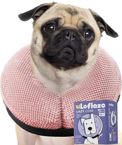 Loflaze Soft Inflatable Dog Cone Collar for Large Medium Small Dogs Cats - After Surgery Dog Neck Donut Collar, ECollar Alternatives for Recovery - Pink, L+ by Loflaze