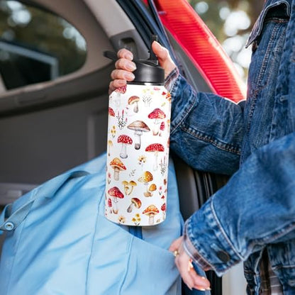 32oz Mushroom Stainless Insulated Aater Water Bottle with Straw,Mushroom Gym Hiking Sports Coffee Mug Cup Water Bottles,Mushroom Themed Gifts for Women,Mushroom Decor Stuff Accessories - Image 7