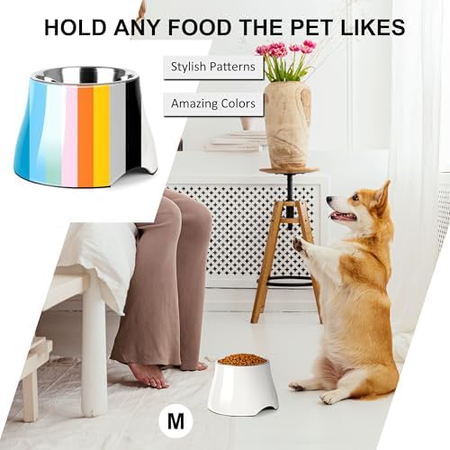 Dog Bowls,Cone Friendly Non Slip Single Dog Bowl with Stainless Steel Inner, Raised Bowls for Small Dogs Spaniel Dogs Long Ear, High Capacity, M/2 Cup White - Image 6