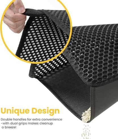 Cat Litter Mat, Upgrade Super Waterproof Back Layer Litter Box Mat, Non Slip, Durable, Soft on Paws Kitty Trapping Matt (46"x35", Black) - Image 2