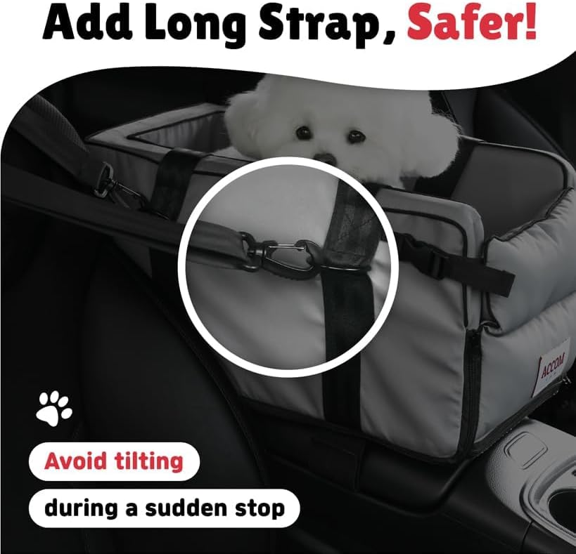 Center Console Car Seat for Small Dogs and Cats up to 11 lbs - Armrest Pet Booster, Waterproof Bed for Car, Essential Travel Carrier - Image 6